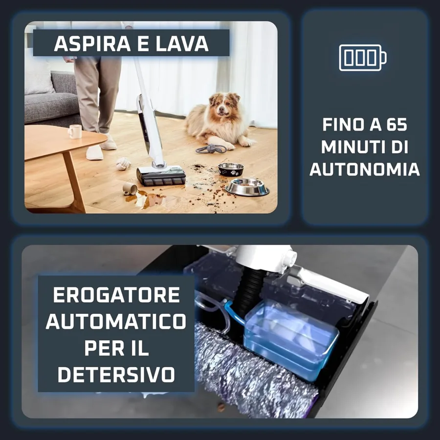 Rowenta X-Clean 12: aspira e lava, 65 minuti, erogatore automatico del detergente