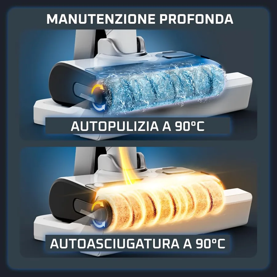 Autopulizia e asciugatura a 90 °C della Rowenta X-Clean 12